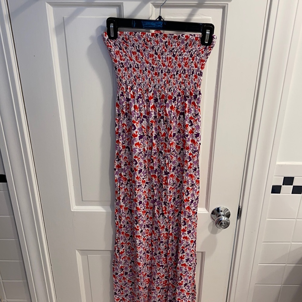 Colorful strapless maxi dress